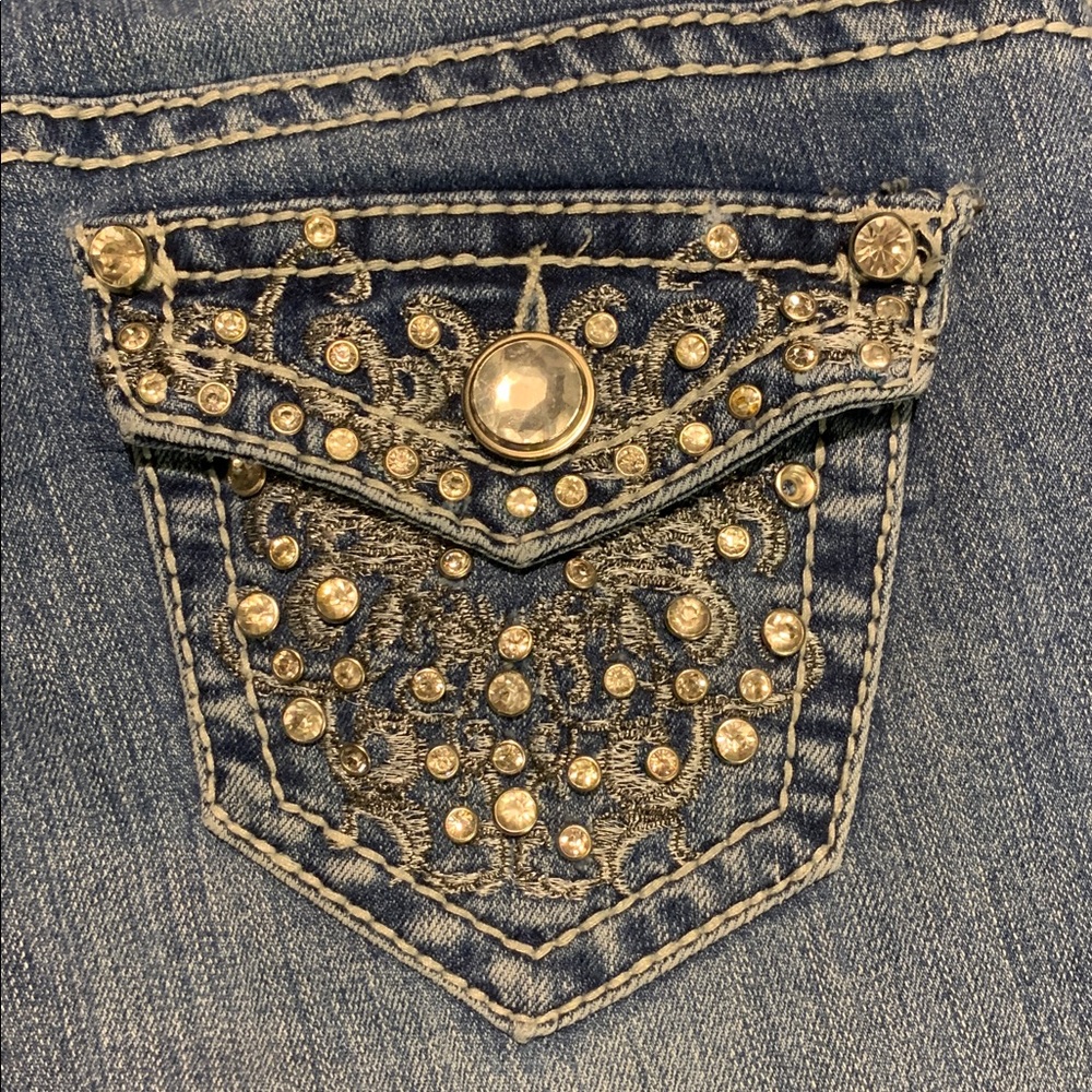 Y2K D-Fuz Rhinestone Embellished Classic Blue Boot Cut Women's Jeans size 7/8 - Picture 5 of 11